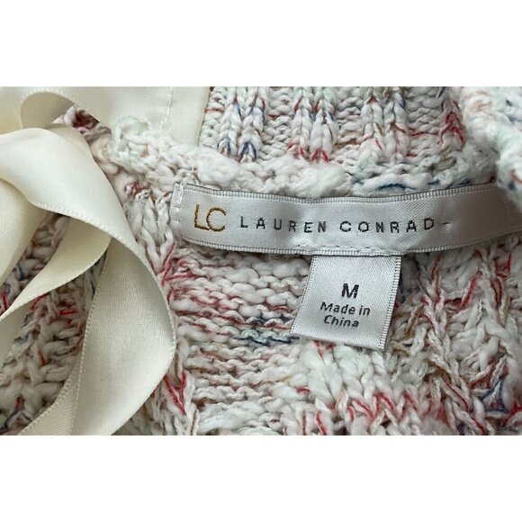 Lauren Conrad Open Knit Sweater With Back Ribbon Tie Multicolored Ladies Medium - Picture 7 of 10